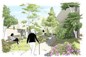 La promenade arborée rejoignant la rue des Bordiers et l'avenue Maginot